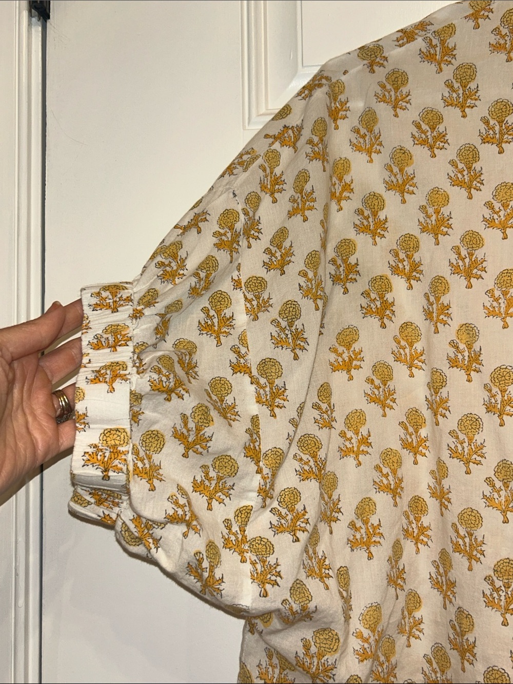 Emerson Fry Little Marigolds Mandarin Collar Organic Top - Picture 8 of 14